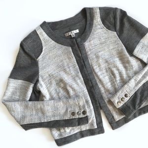 CAbi • Shrunken Blazer gray colorblock knit jacket